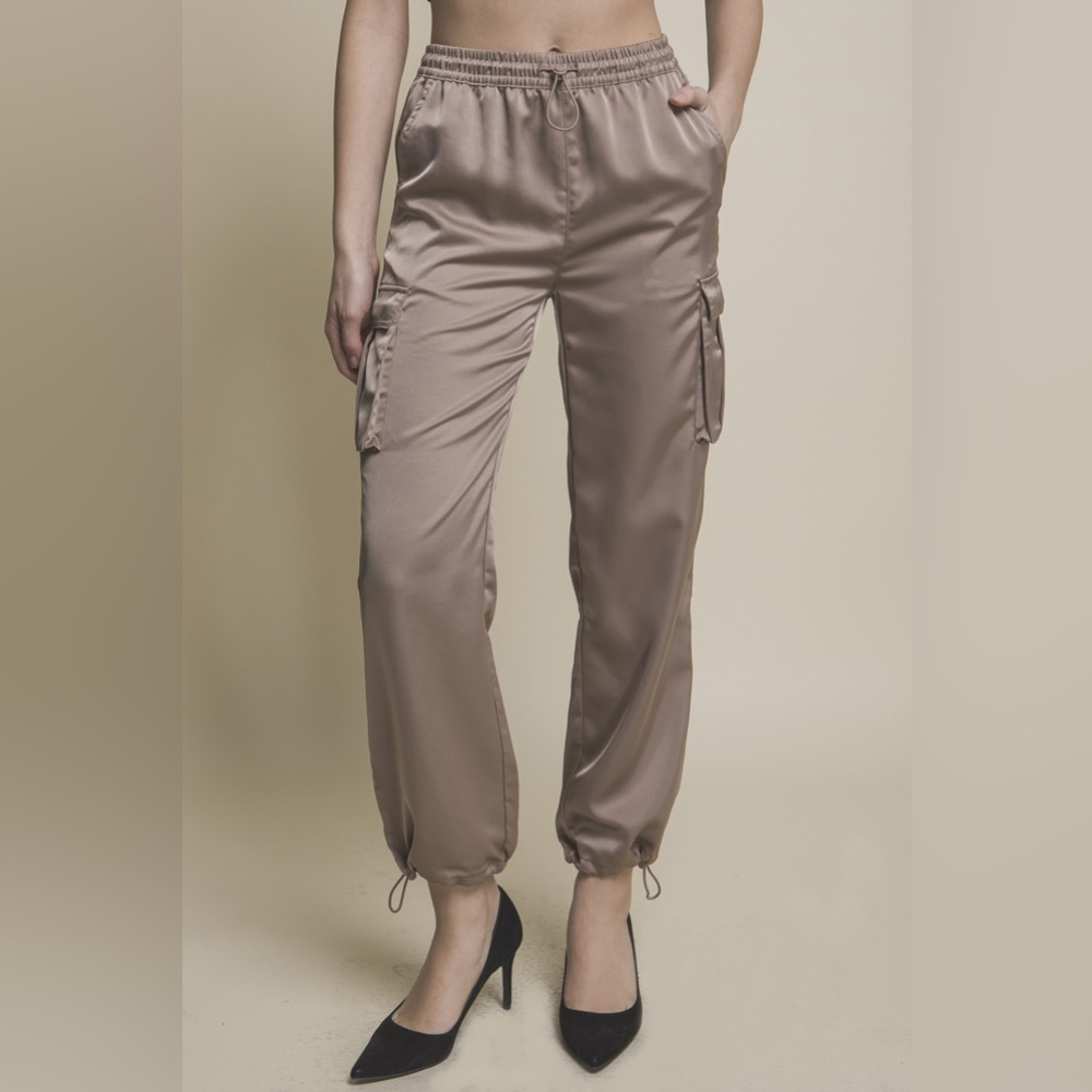 NWT satin, cargo, joggers, size large